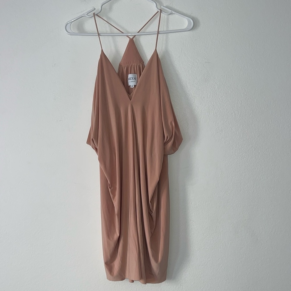 Misa Los Angeles Domino Mini Dress Size Medium in Nude